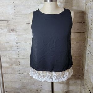 Black/white lace blouse